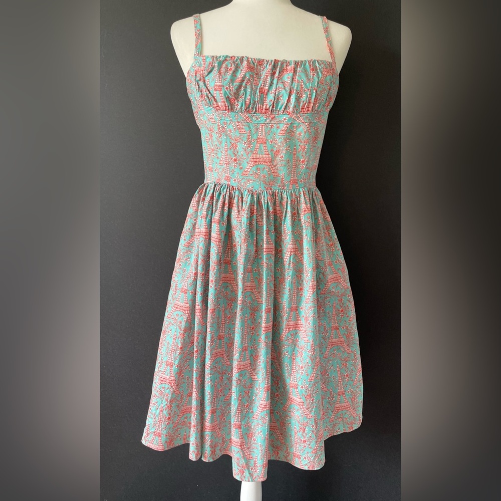 RETRO BERNIE DEXTER COLLECTION PARISIAN EIFFEL TOWER SUMMER DRESS WITH P…